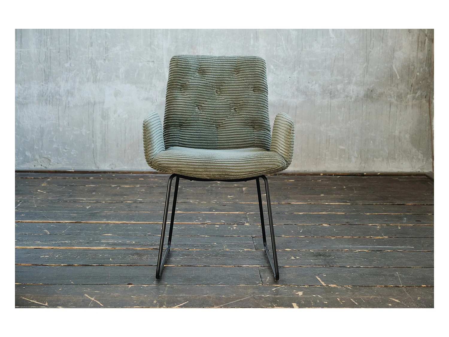 Chaise - Vert Velours côtelé - CHARME