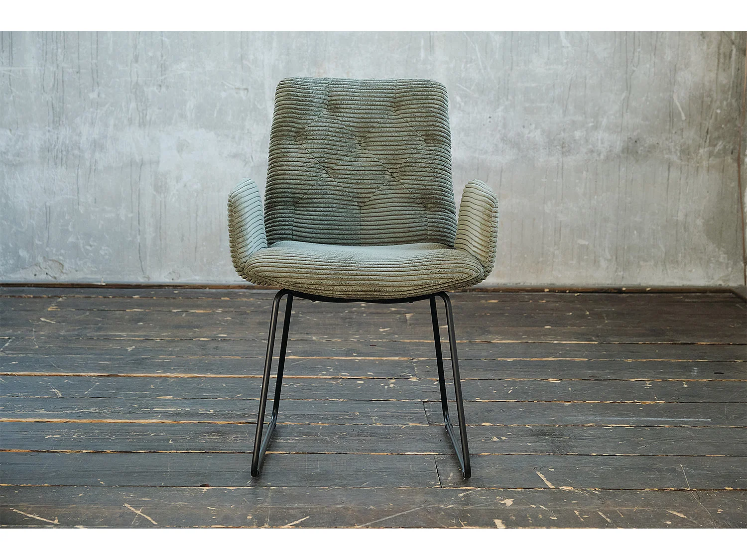 Chaise - Vert Velours côtelé - CHARME