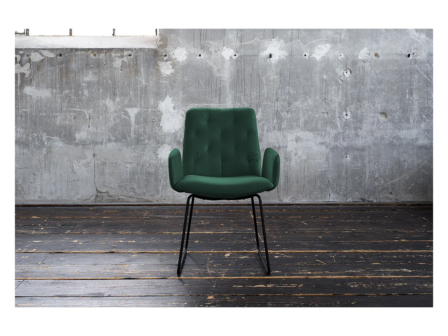 Chaise - vert émeraude Velours - NEW CHARME