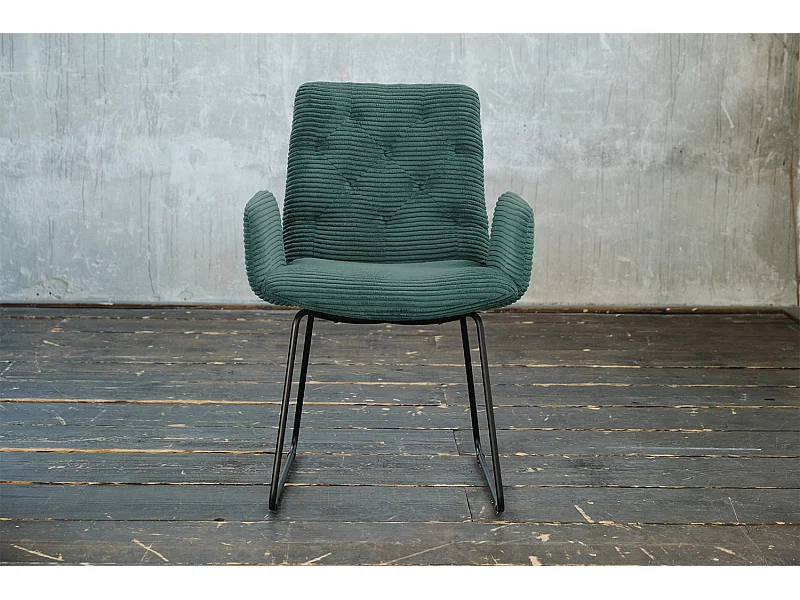 Chaise - vert émeraude Velours côtelé - CHARME