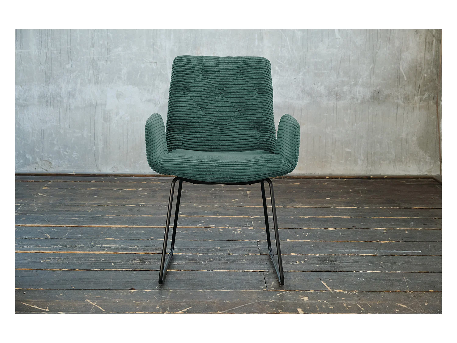 Chaise - vert émeraude Velours côtelé - CHARME