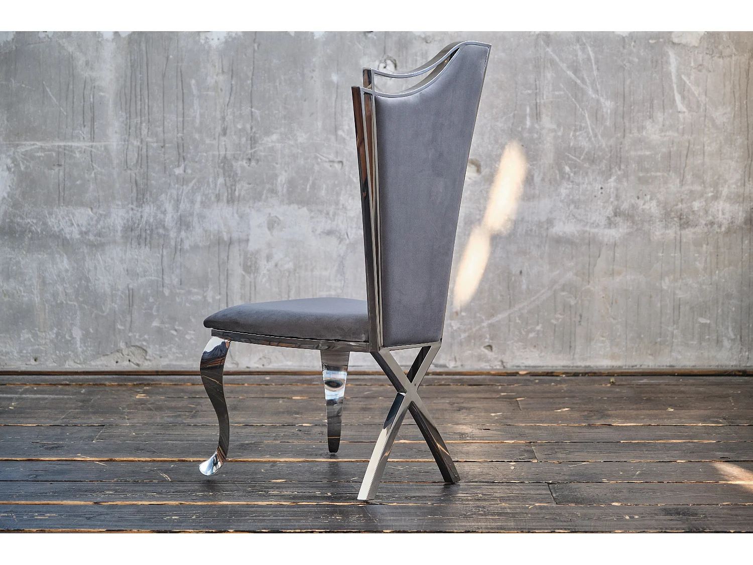 Esszimmerstuhl - Grau Velvet - AMALIA