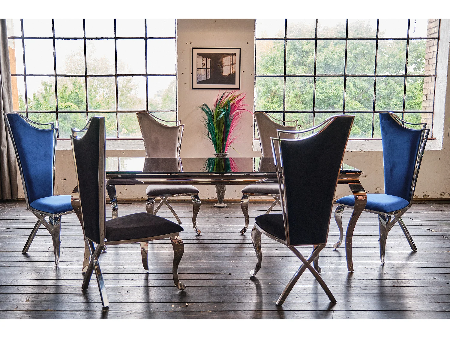 Eetkamerstoel - Grijs Fluweel - AMALIA