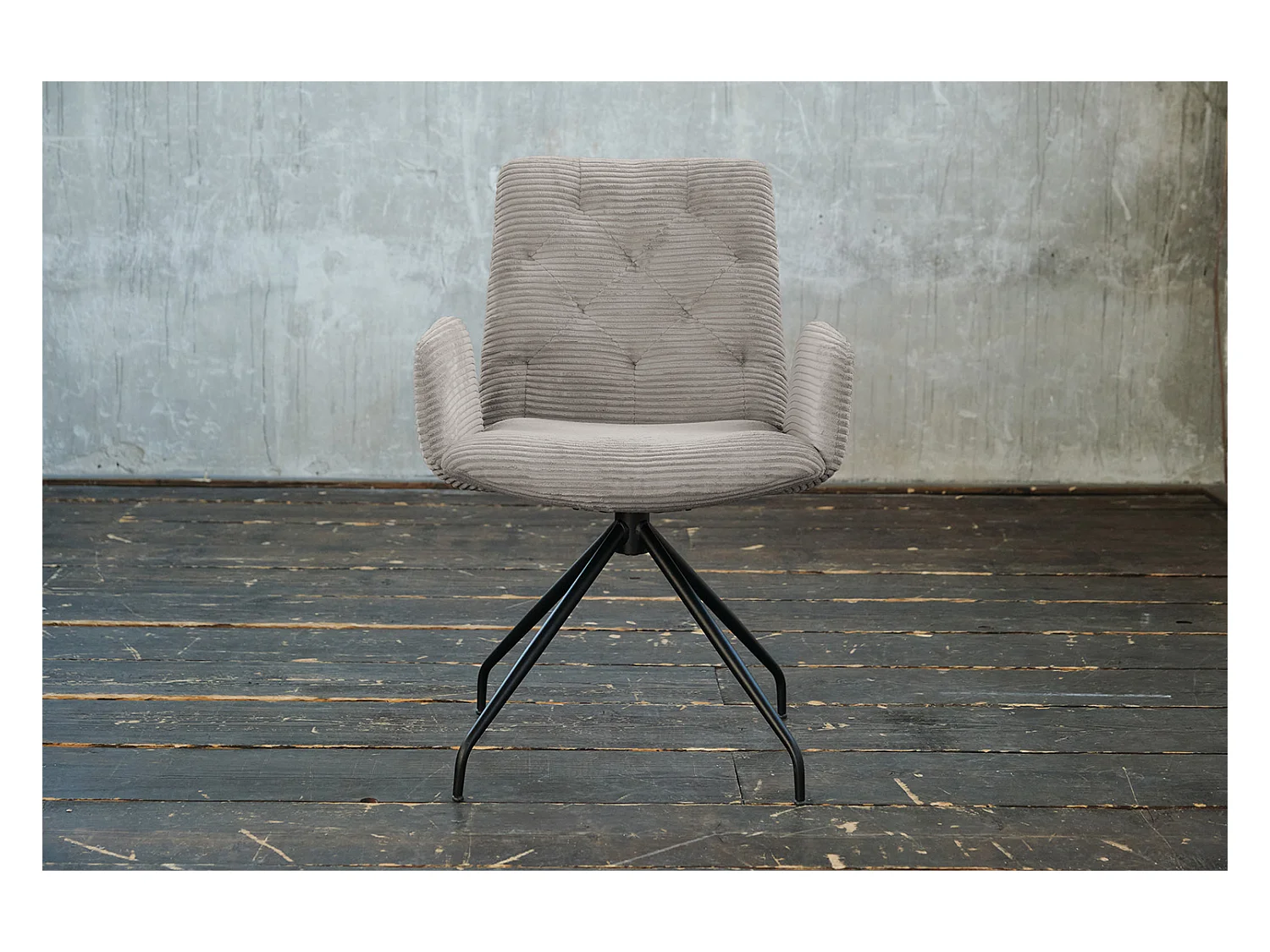 Fauteuil - gris pierre Velours côtelé - CHARME