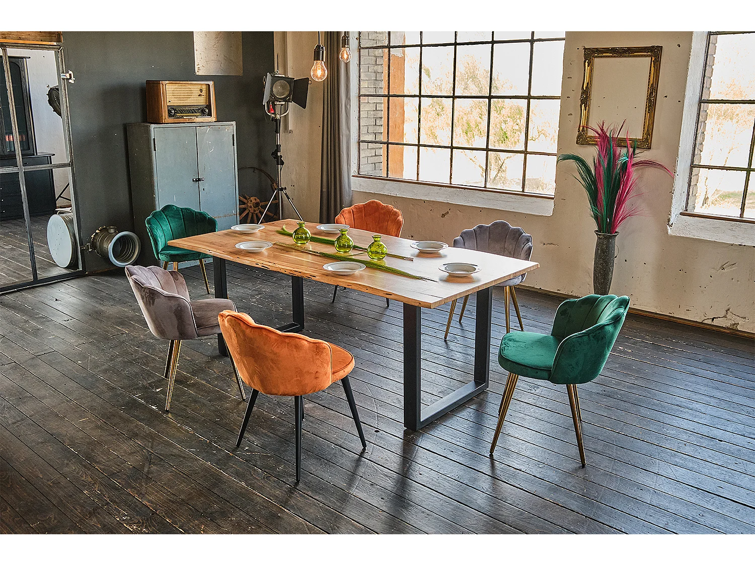 Chaise rembourrée - Vert Velours - SALLY