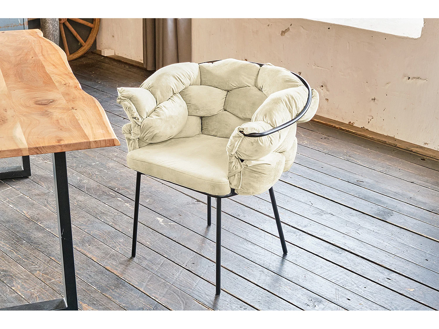 Stuhl - Cremeweiß Velvet - MONTY