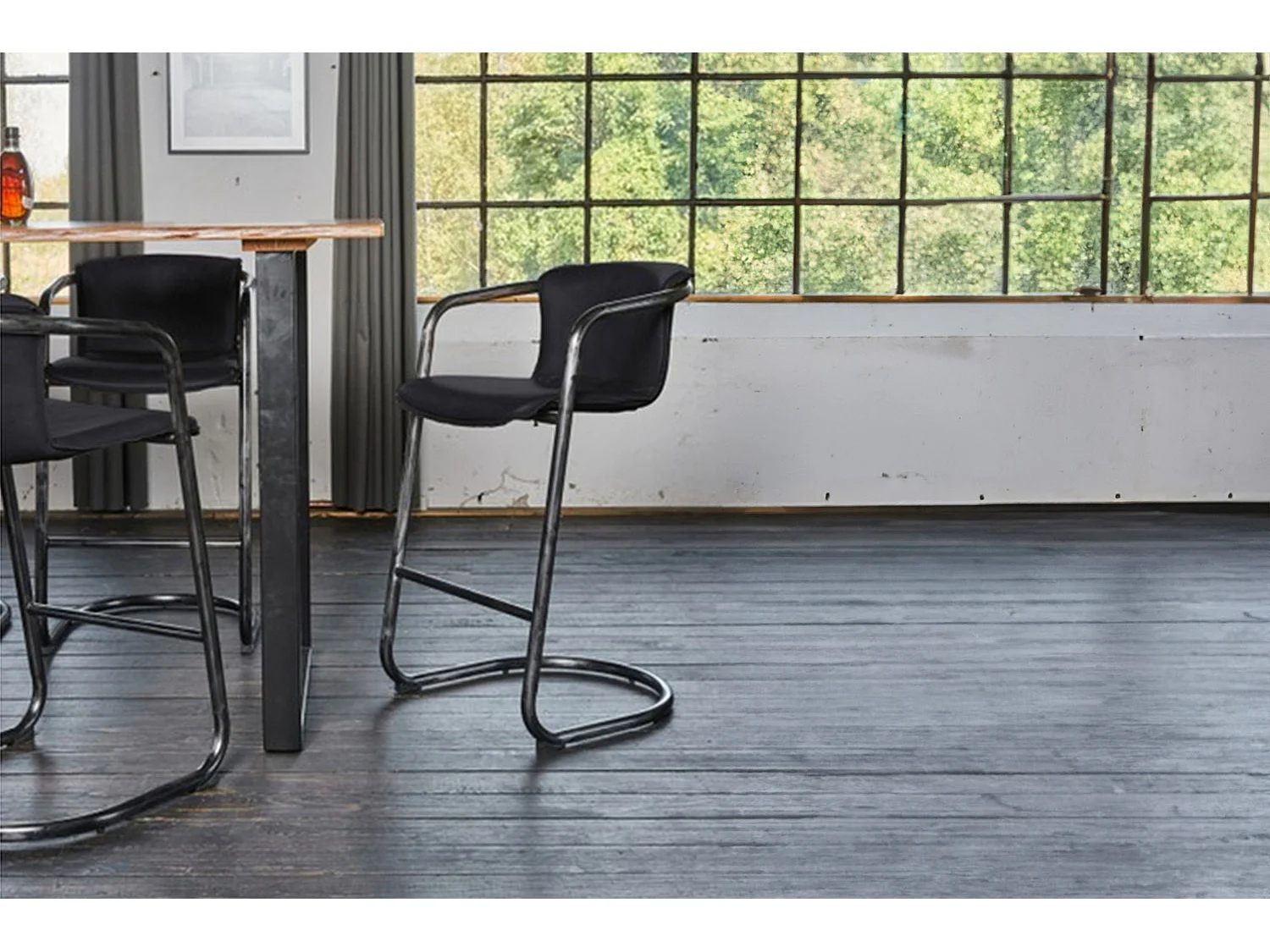 Barhocker - Schwarz Leder - TRIVIA