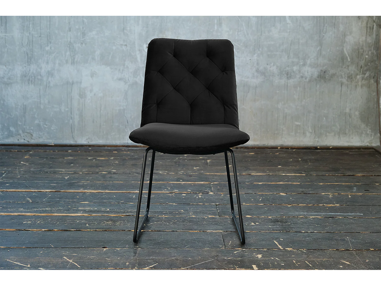 Sedia imbottita - Nero velluto - CHARME