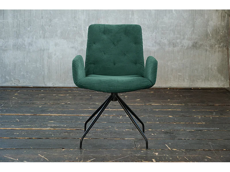 Fauteuil - vert émeraude Velours côtelé - CHARME