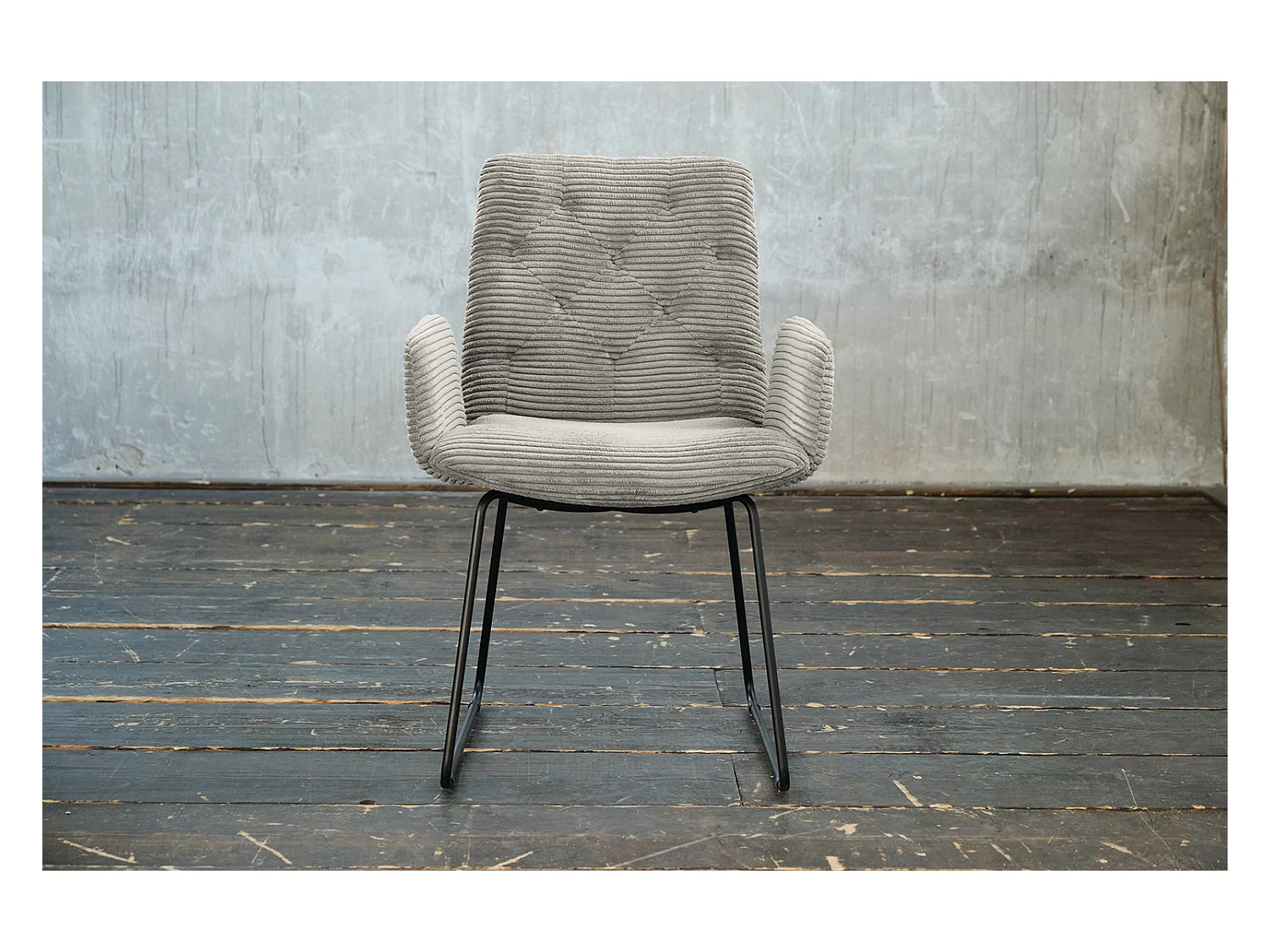 Chaise - gris pierre Velours côtelé - CHARME