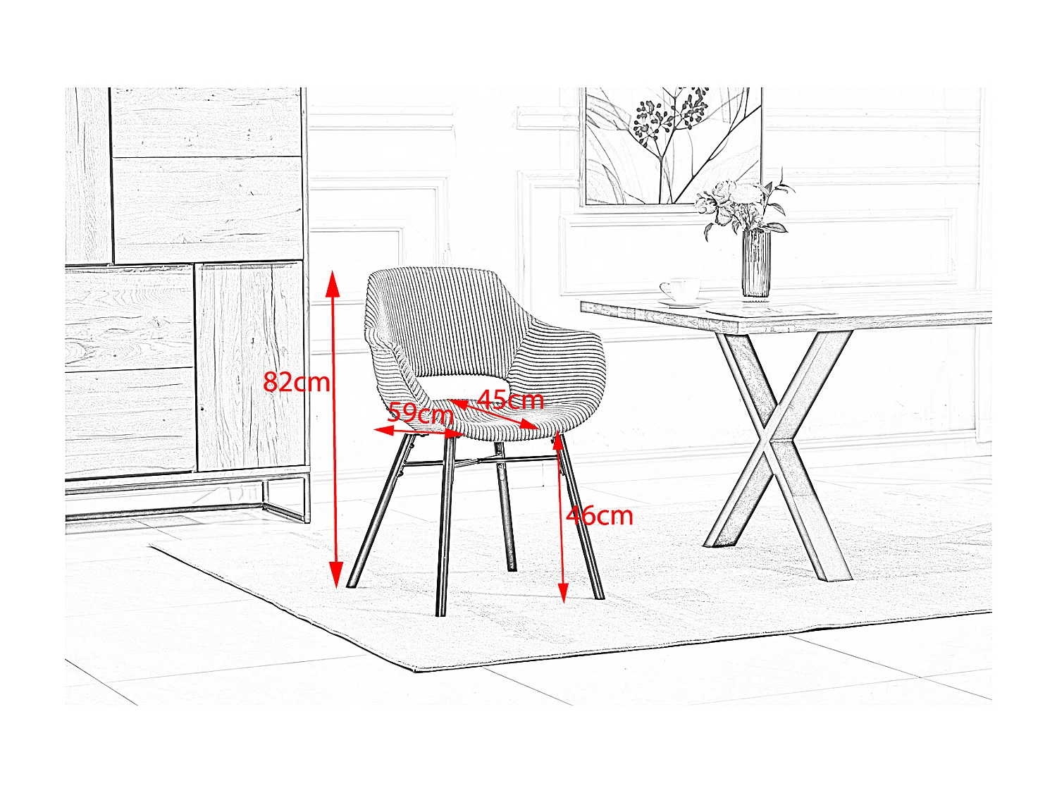 Eetkamerstoel - Grijs Koord - ZAJA