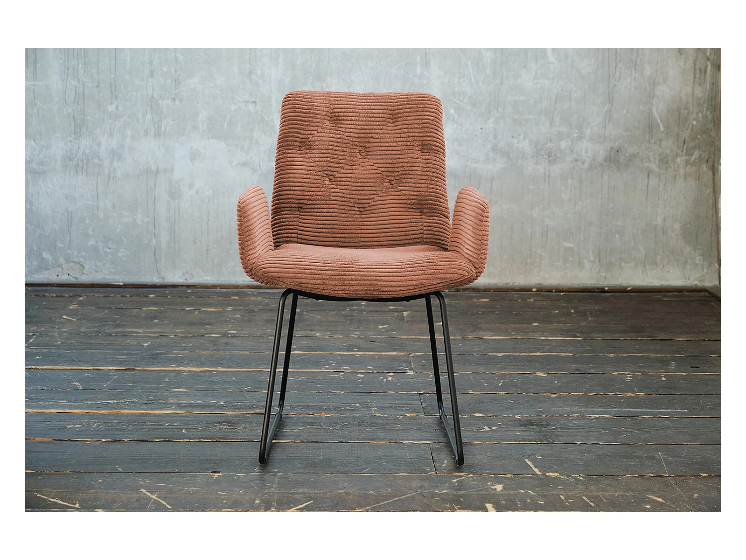 Chaise - marron Velours côtelé - CHARME