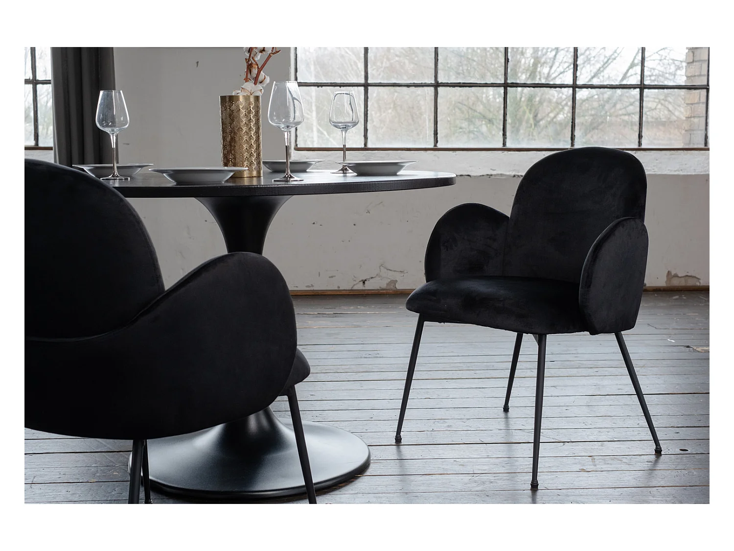 Esszimmerstuhl - Schwarz Velvet - DEON