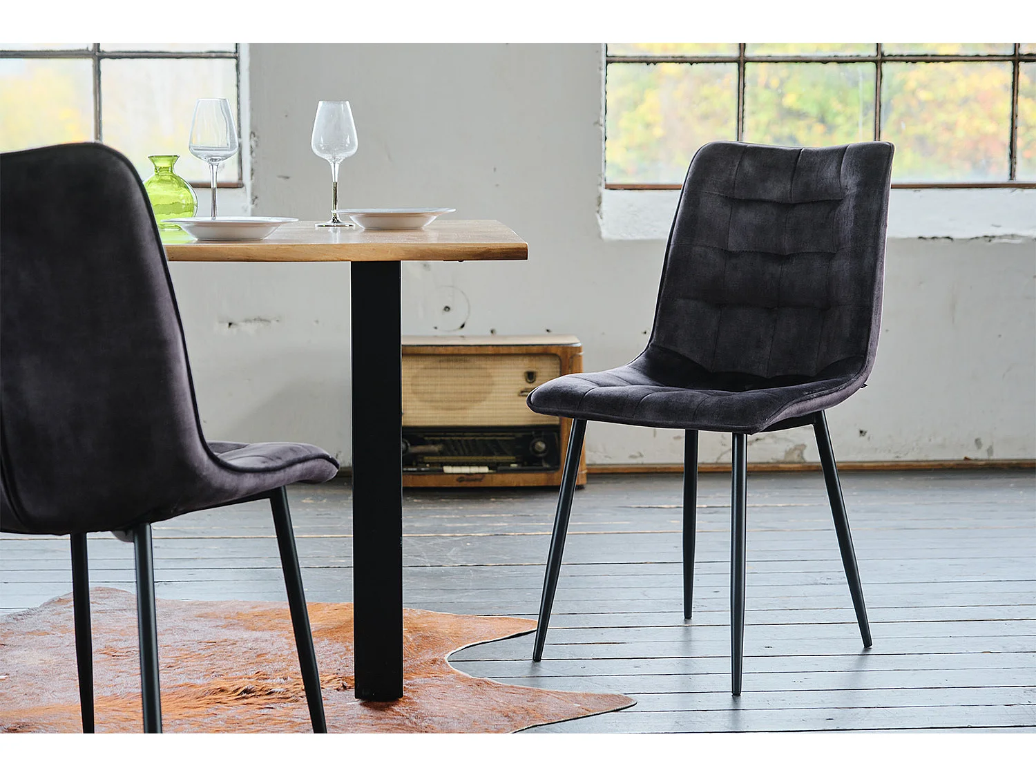 Stuhl - Anthrazit Velvet - CLARA