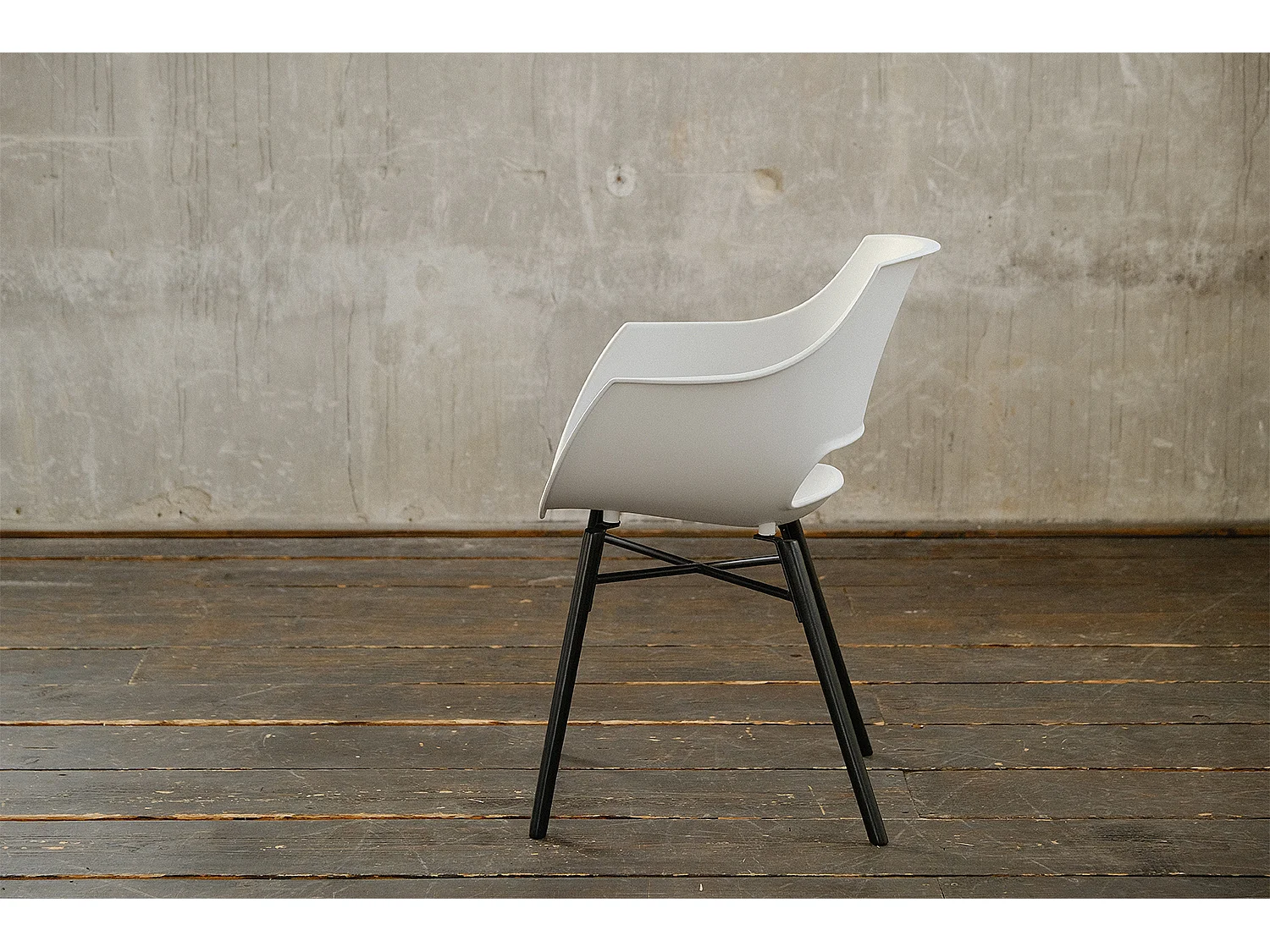 Armlehnenstuhl - Weiß Kunststoff, Holz - ZAJA