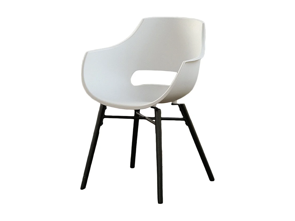 Armlehnenstuhl - Weiß Kunststoff, Holz - ZAJA