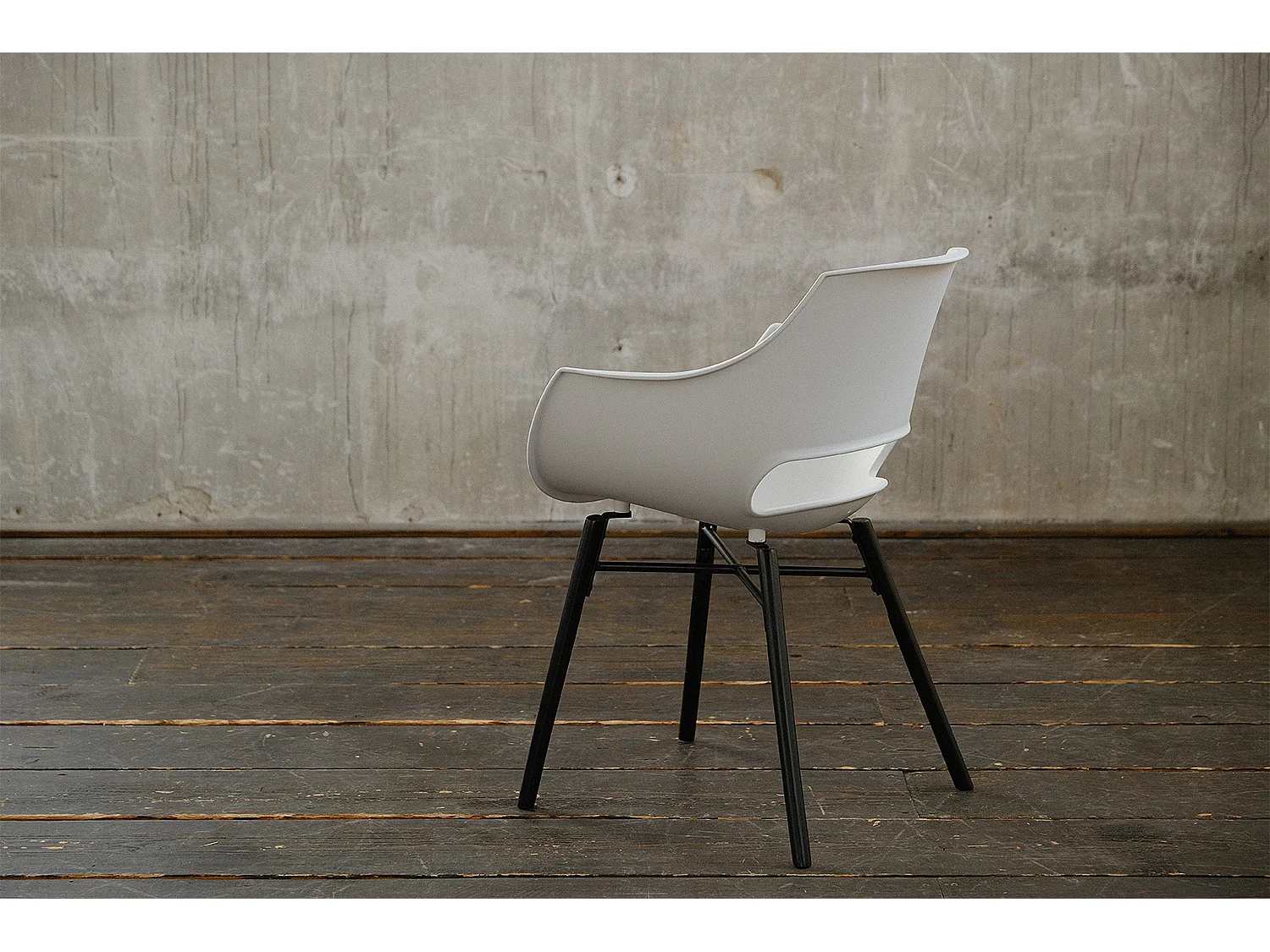 Armlehnenstuhl - Weiß Kunststoff, Holz - ZAJA