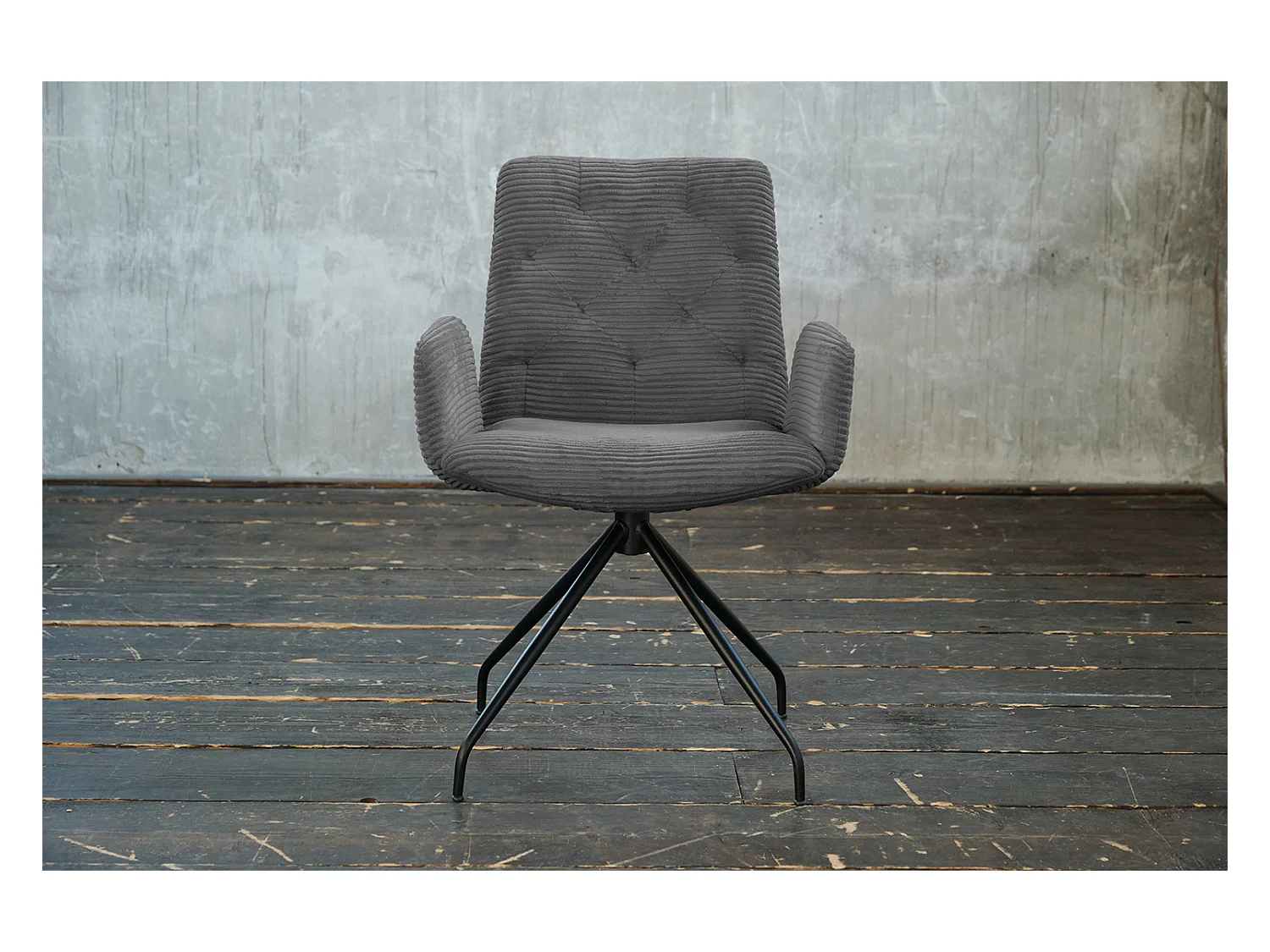 Fauteuil - Gris Velours côtelé - CHARME