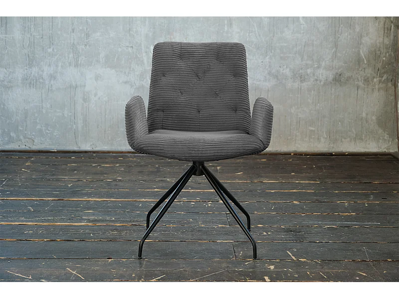Fauteuil - Gris Velours côtelé - CHARME