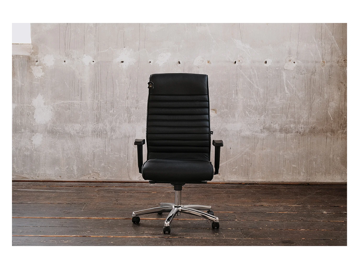 Bürostuhl - Schwarz Leder - 72 x 72 cm - ALEXIS