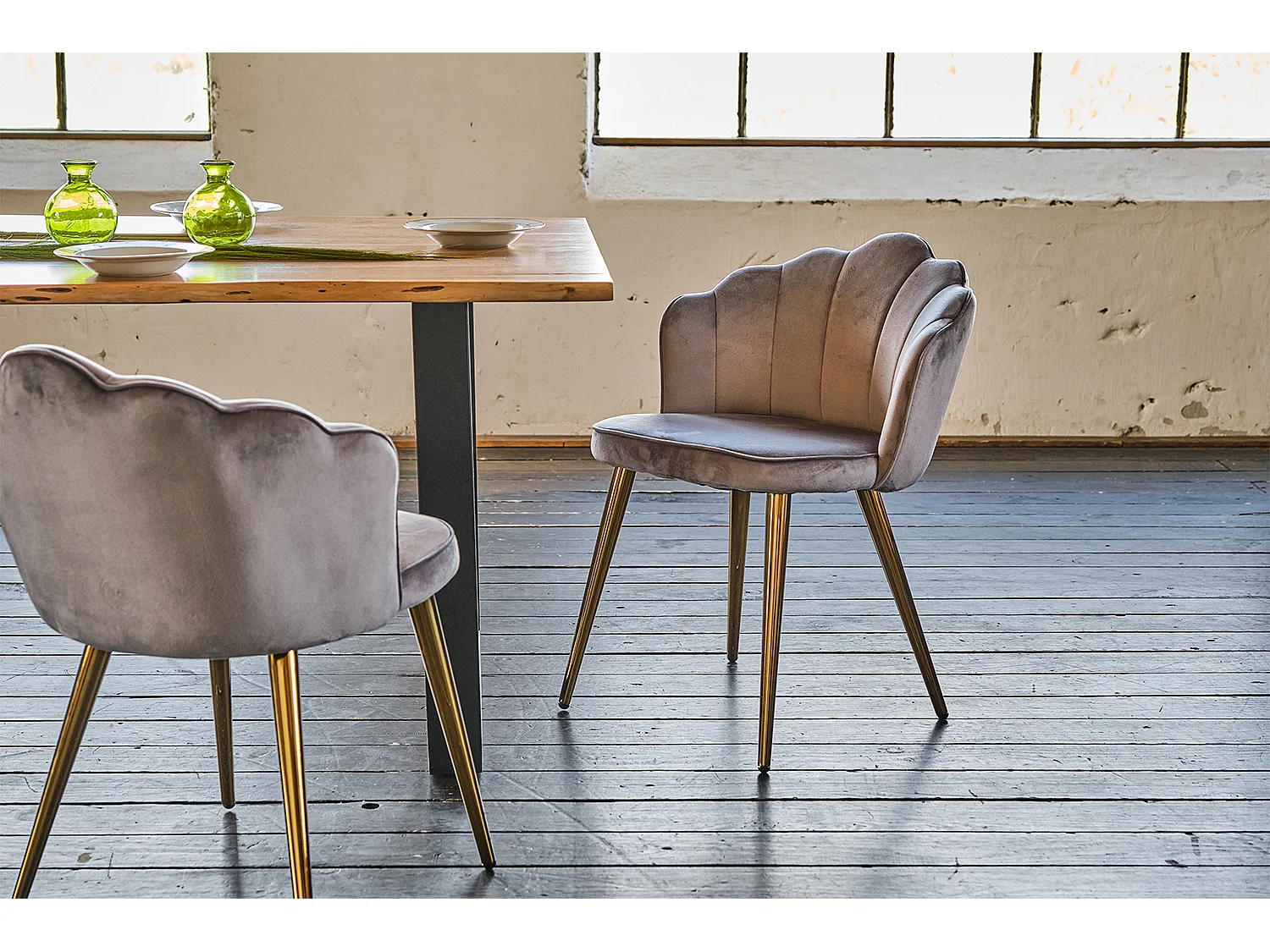 Chaise - argent Velours - SALLY