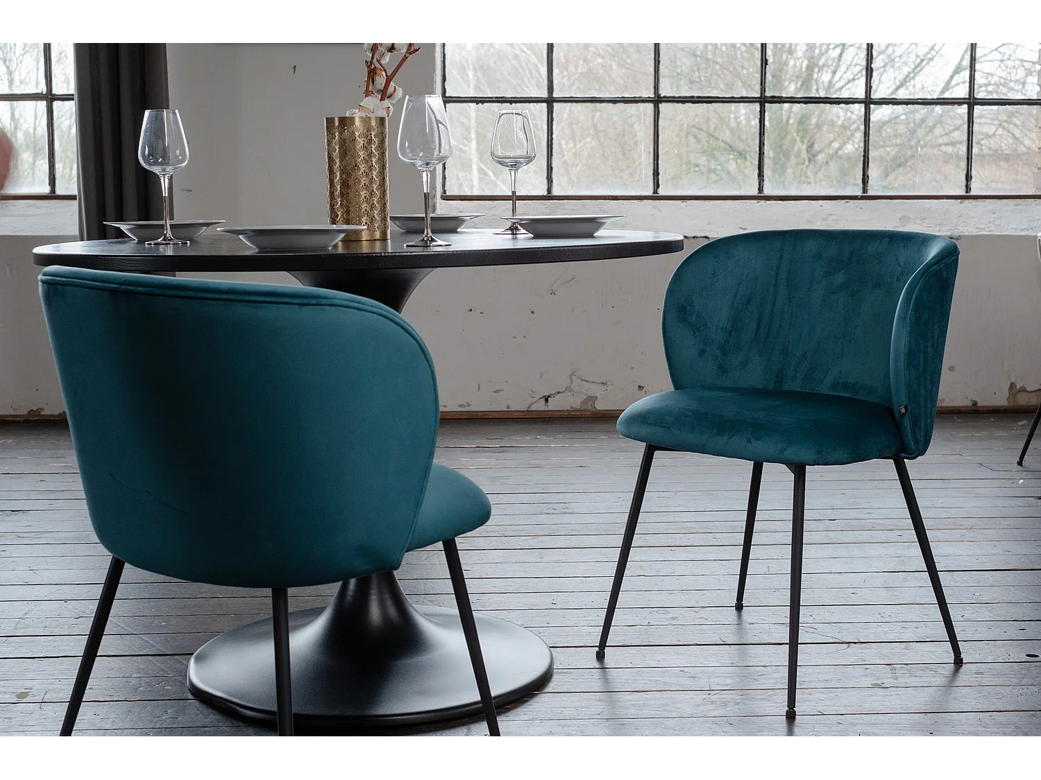 Chaise - Pétrole Velours - LENA