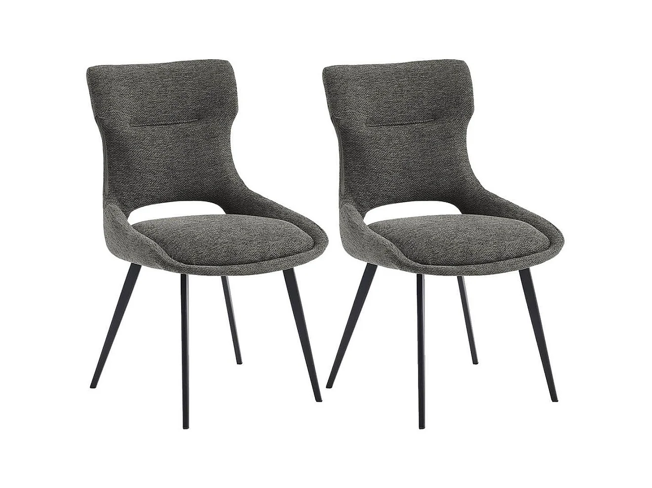 AMANDA - Lot de 2 Chaises Tissu Coloris Gris Anthracite