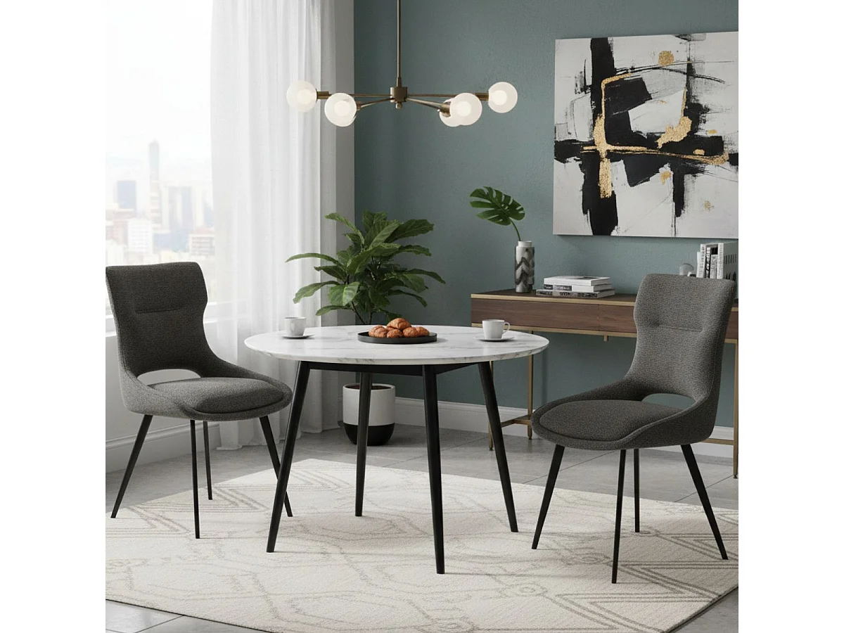 AMANDA - Lot de 2 Chaises Tissu Coloris Gris Anthracite