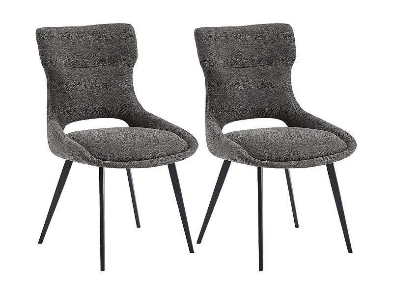 AMANDA - Lot de 2 Chaises Tissu Coloris Gris Anthracite