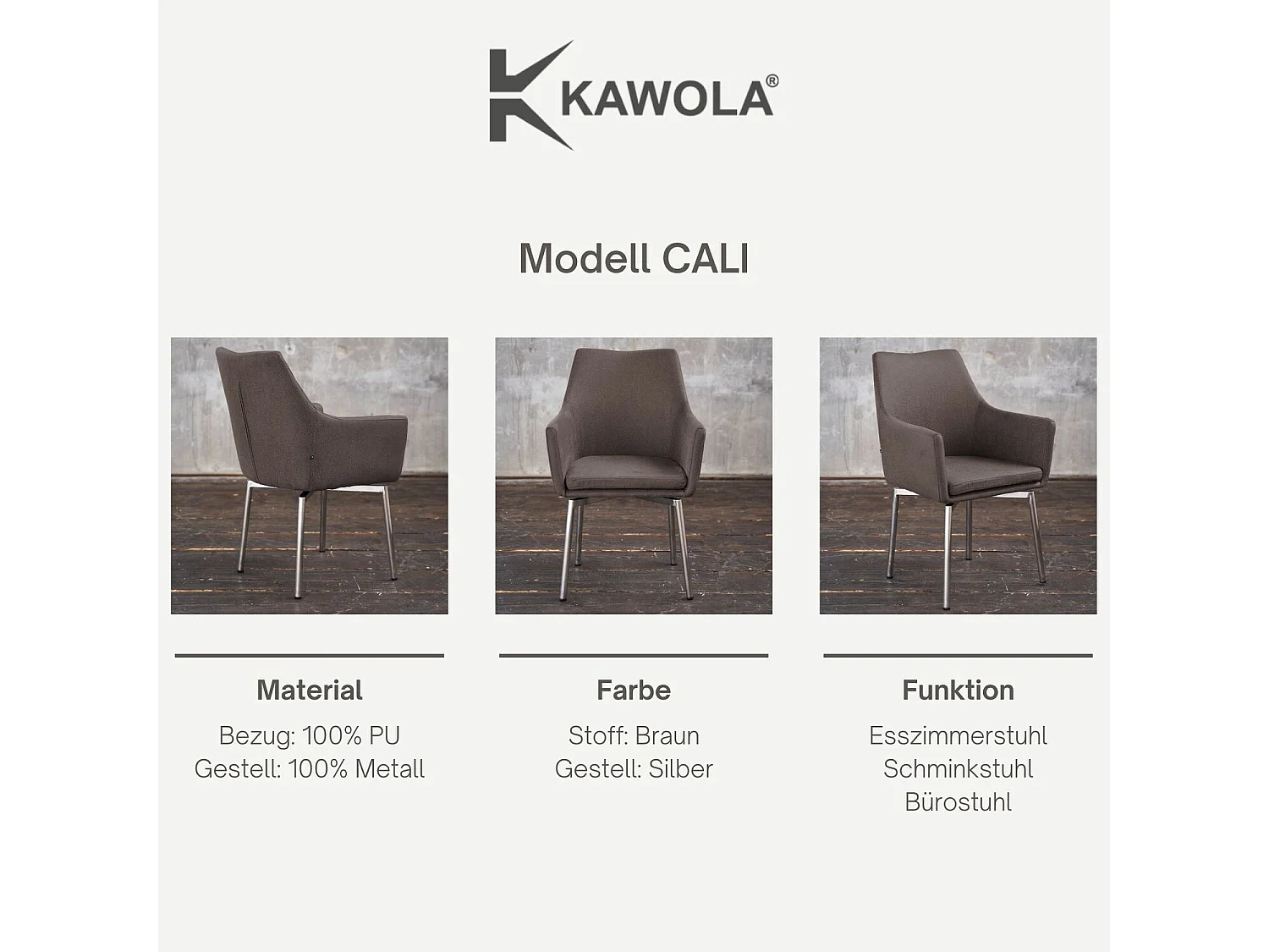 chaise - Gris microfibre - CALI