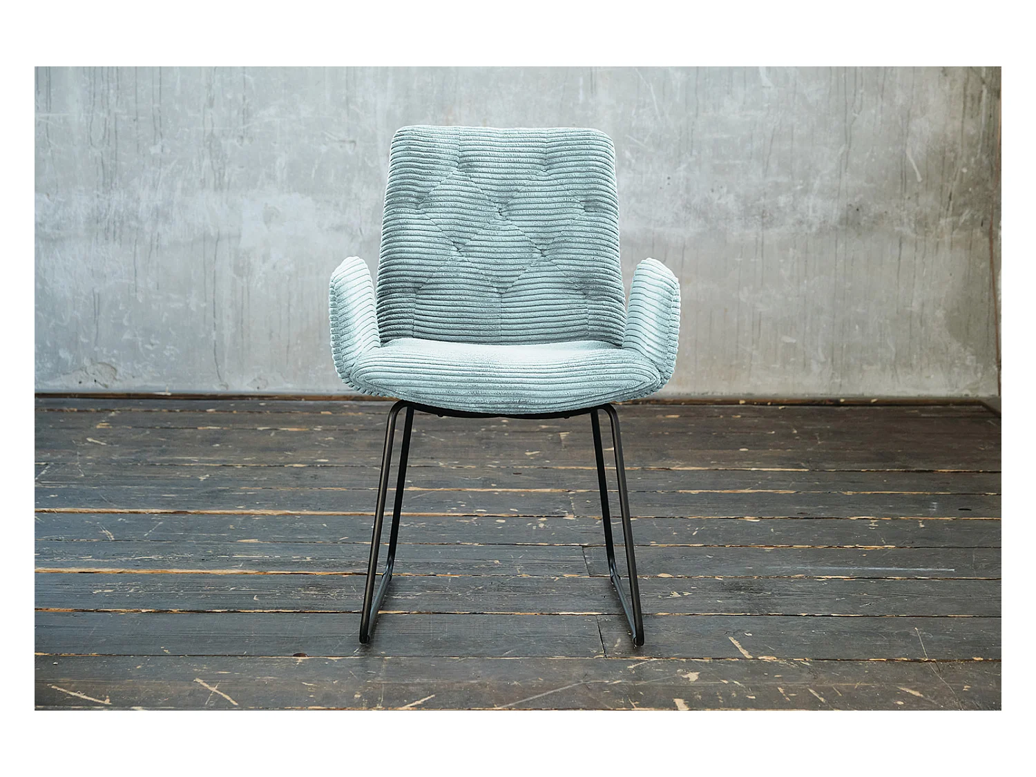 Chaise - bleu clair Velours côtelé - CHARME