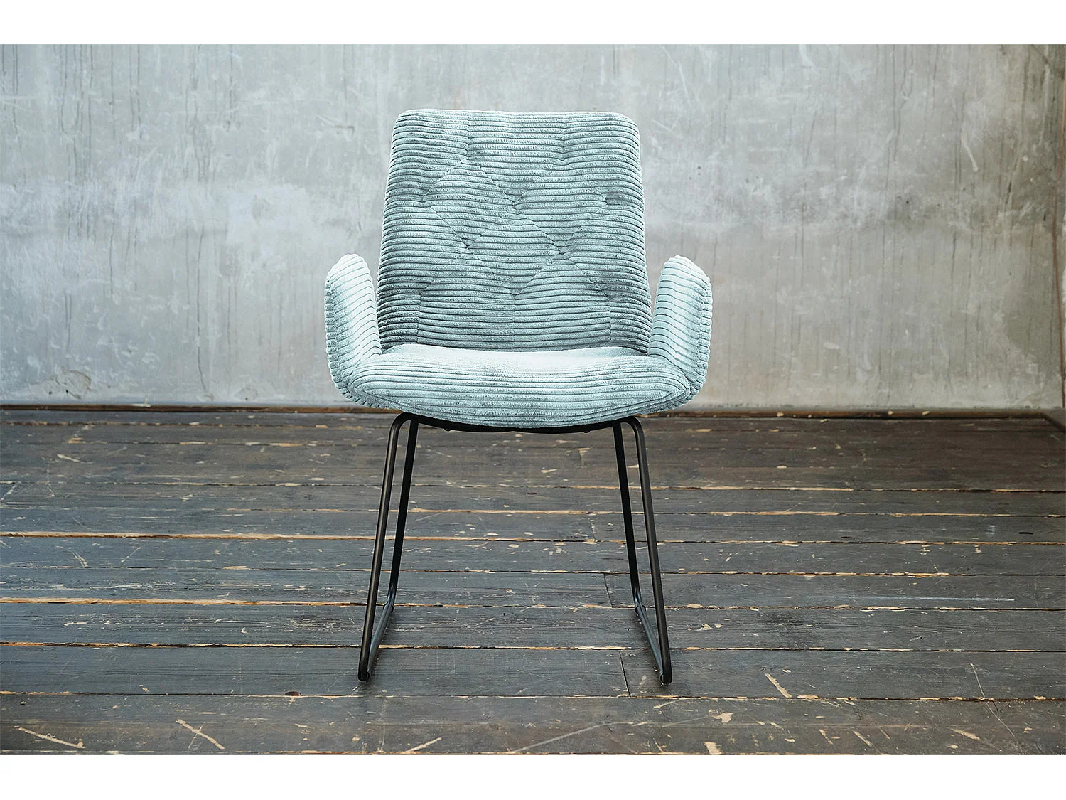Fauteuil - bleu clair Velours côtelé - CHARME