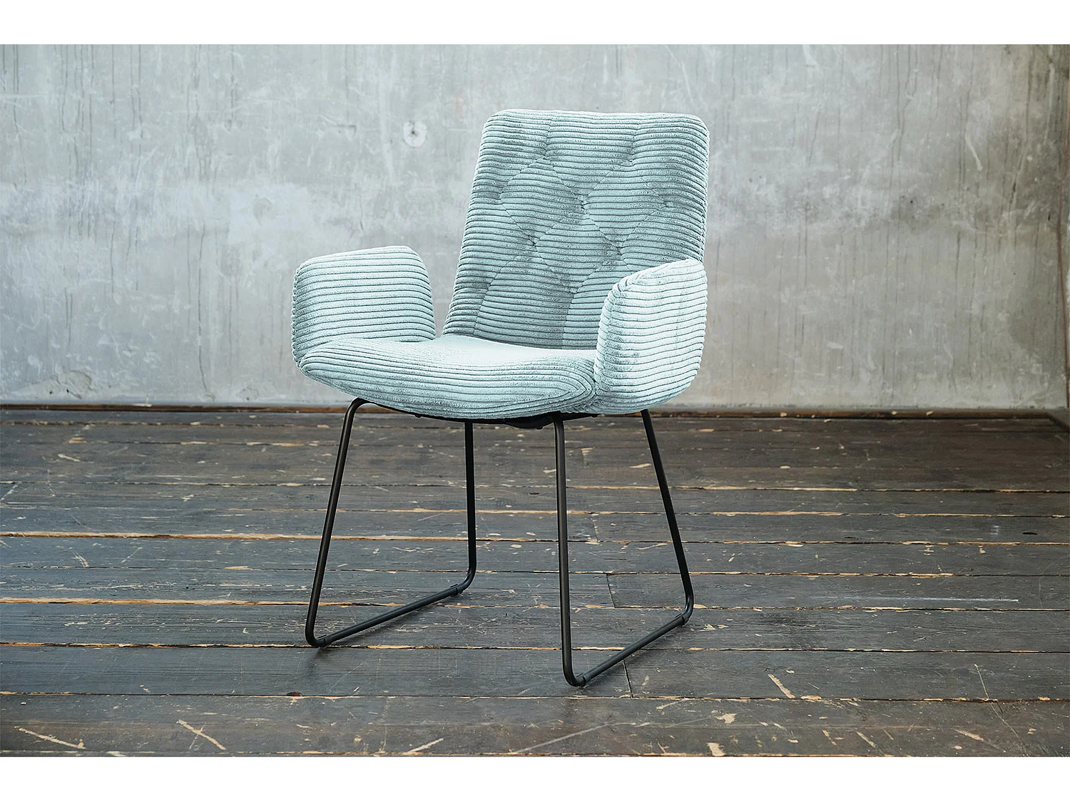 Fauteuil - bleu clair Velours côtelé - CHARME