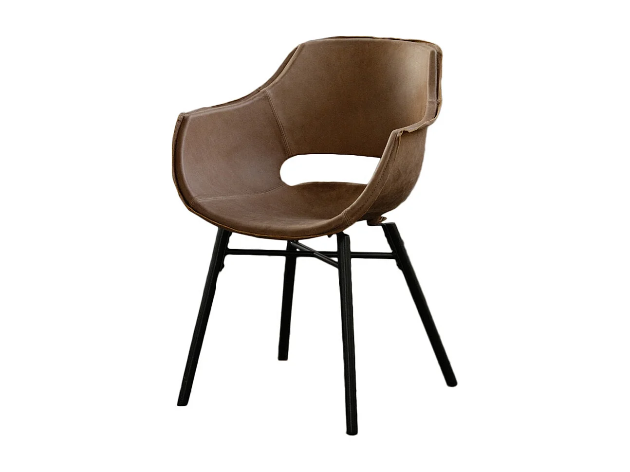 Chaise rembourrée - marron cuir - ZAJA