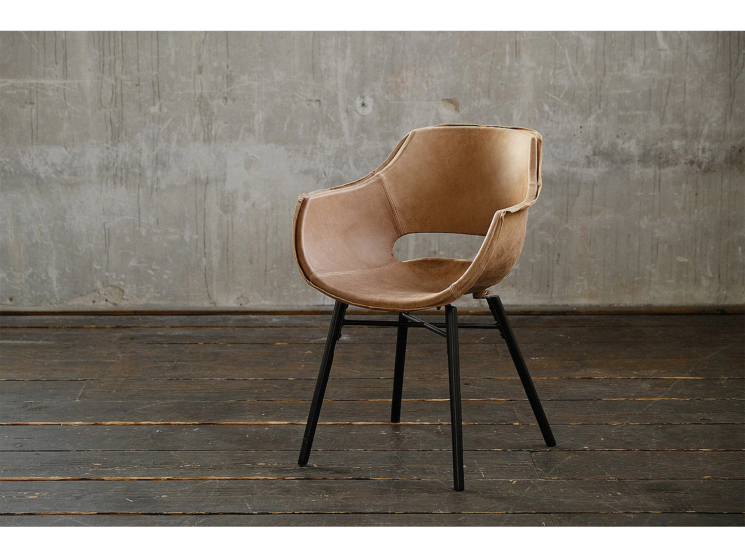 Chaise rembourrée - marron cuir - ZAJA