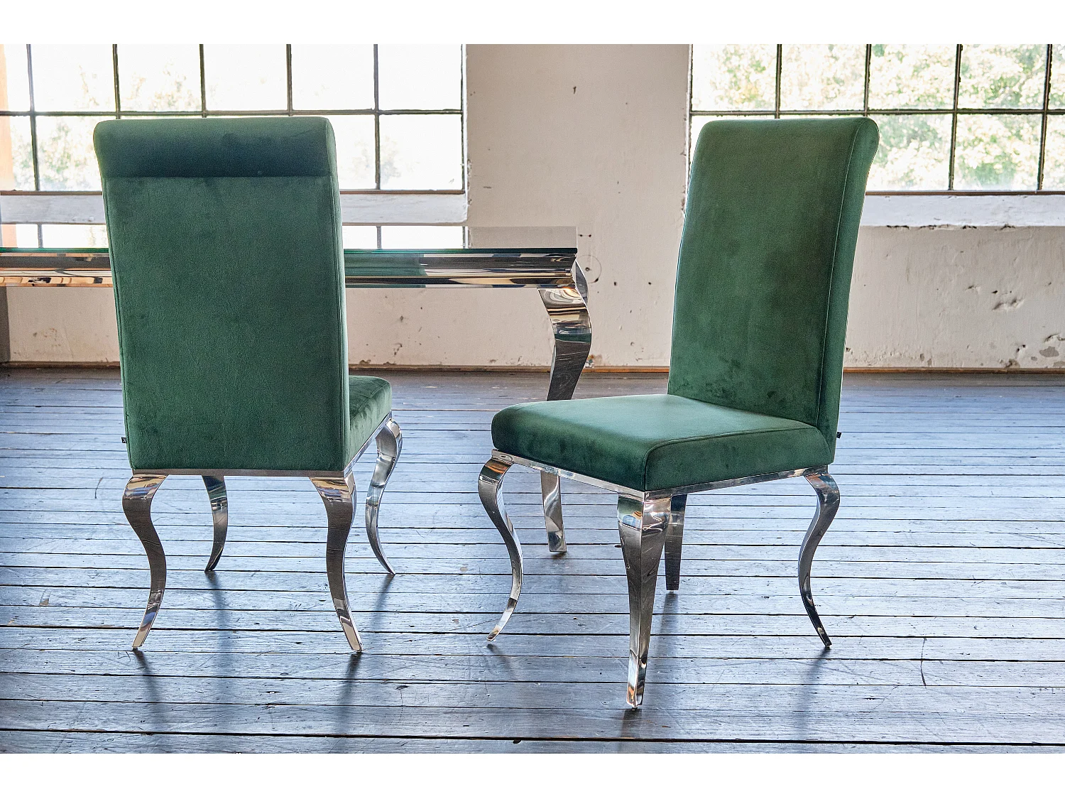 Chaise rembourrée - Vert Velours - LEIA