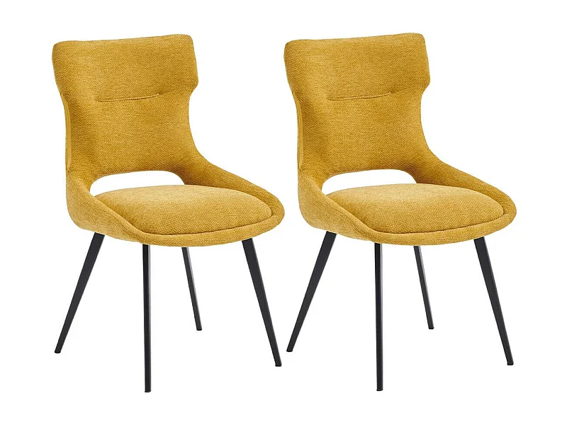 AMANDA - Lot de 2 Chaises Tissu Coloris Jaune