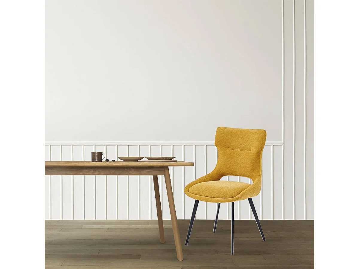 AMANDA - Lot de 2 Chaises Tissu Coloris Jaune