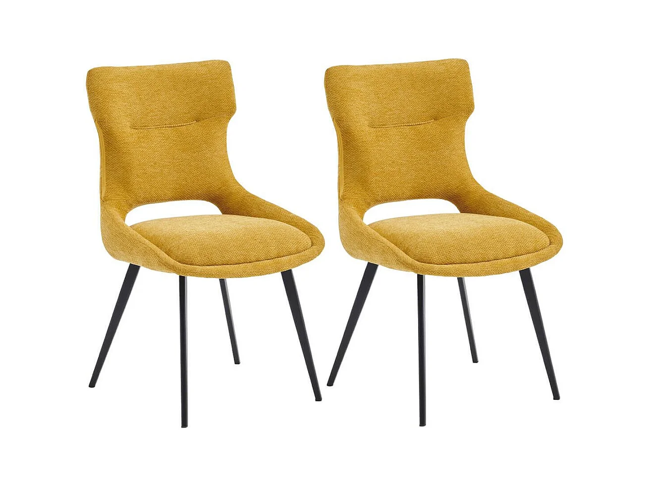AMANDA - Lot de 2 Chaises Tissu Coloris Jaune