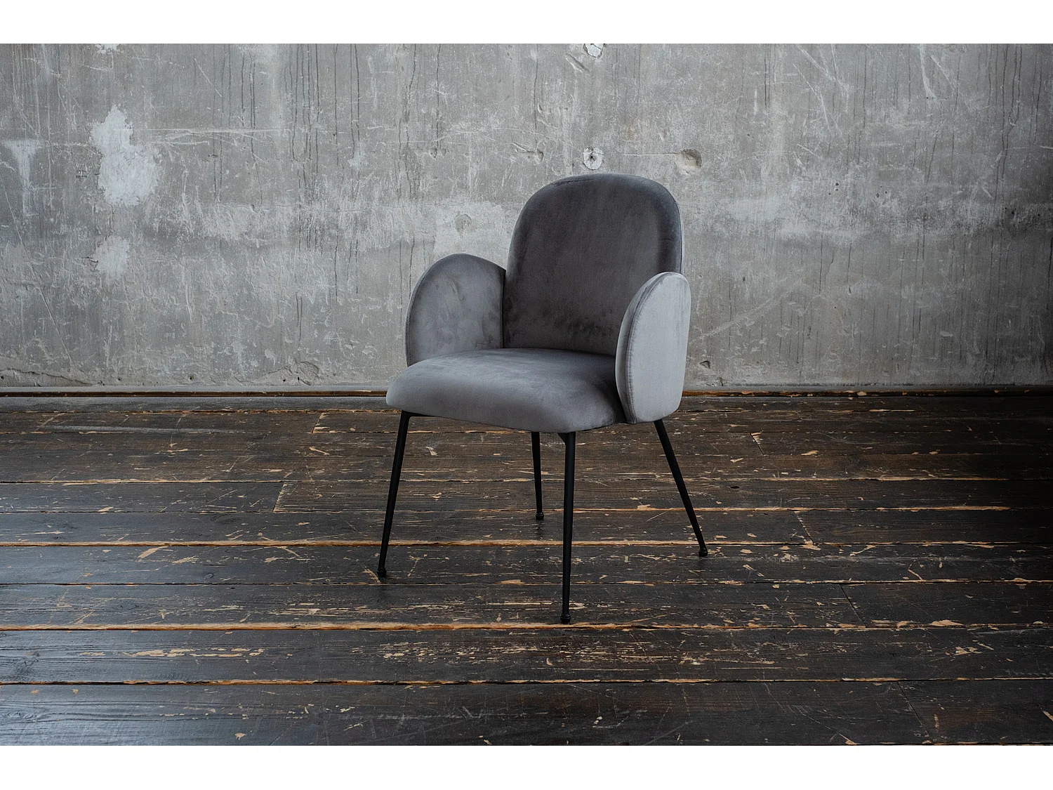 Fauteuil - Gris Velours - DEON
