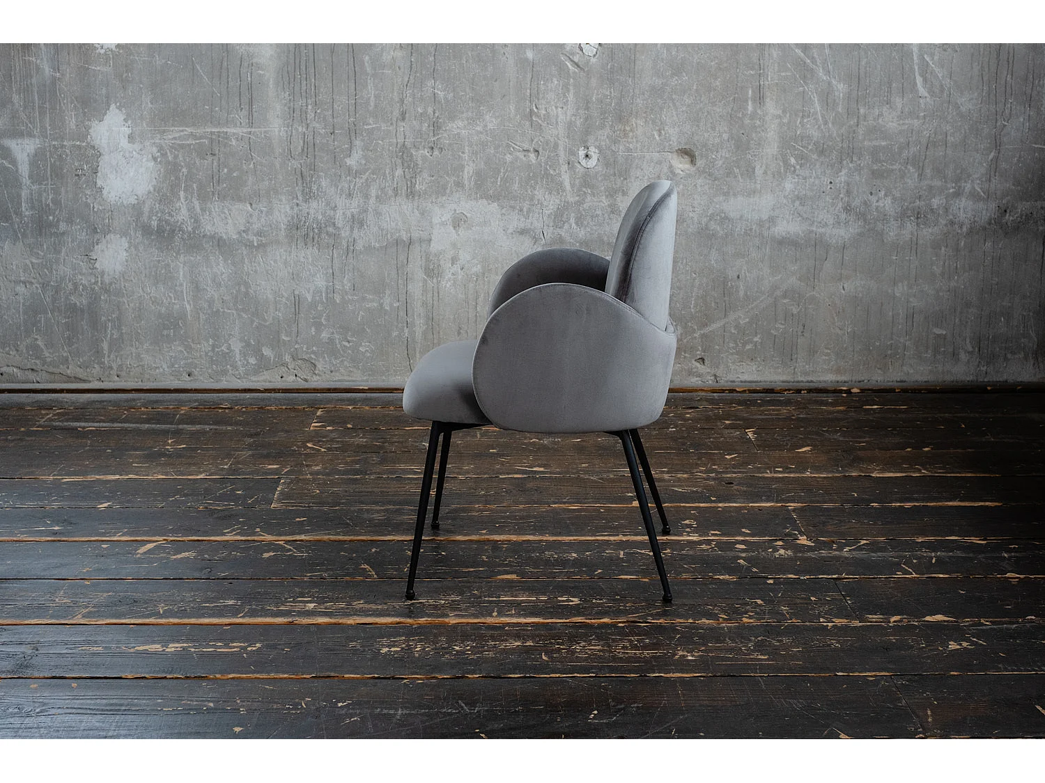 Fauteuil - Gris Velours - DEON