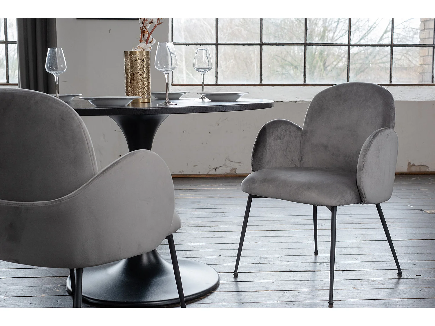 Fauteuil - Gris Velours - DEON
