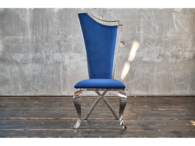Esszimmerstuhl - Blau Velvet - AMALIA