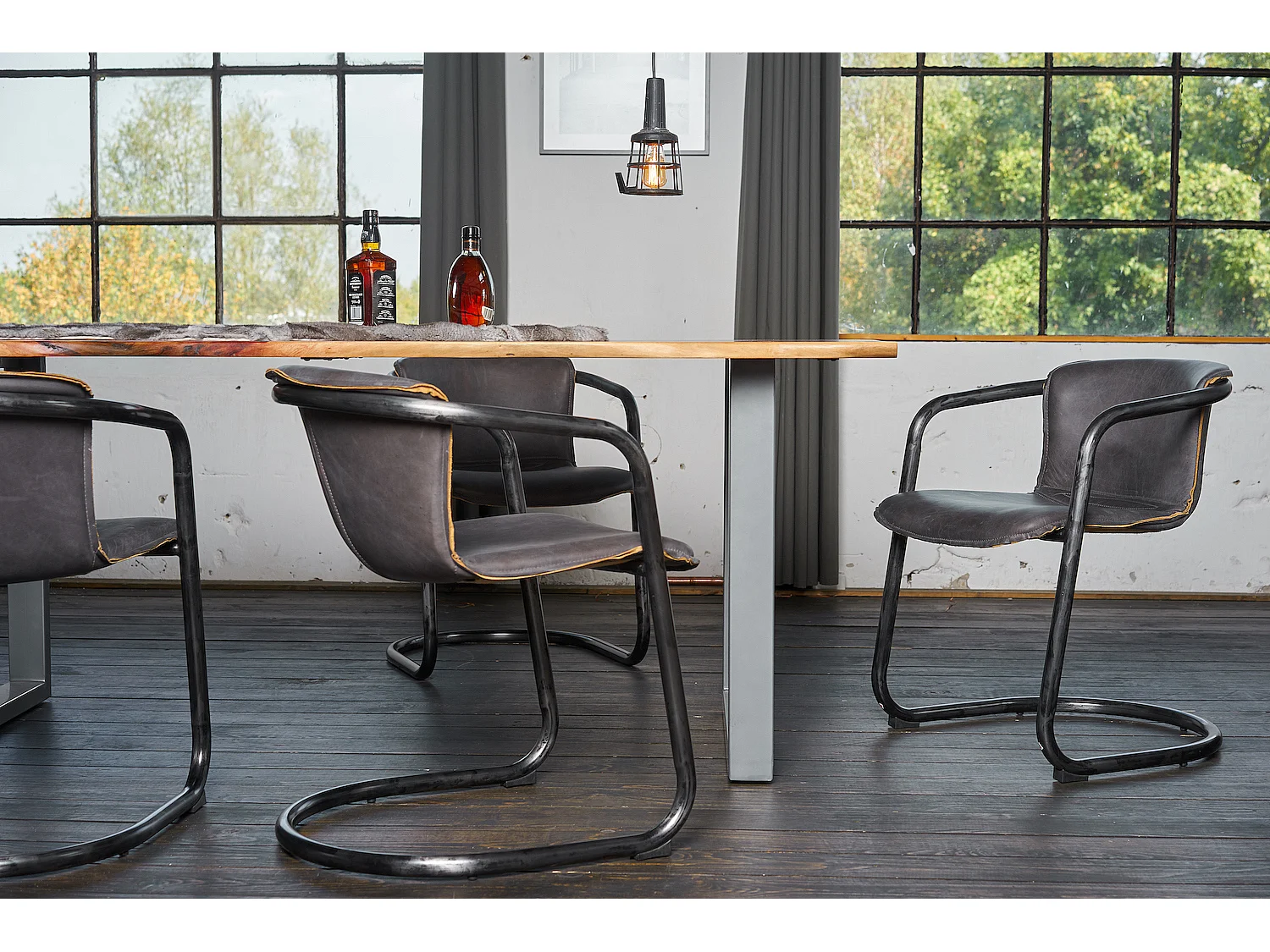 Eetkamerstoel - Grijs Leer - FILLY