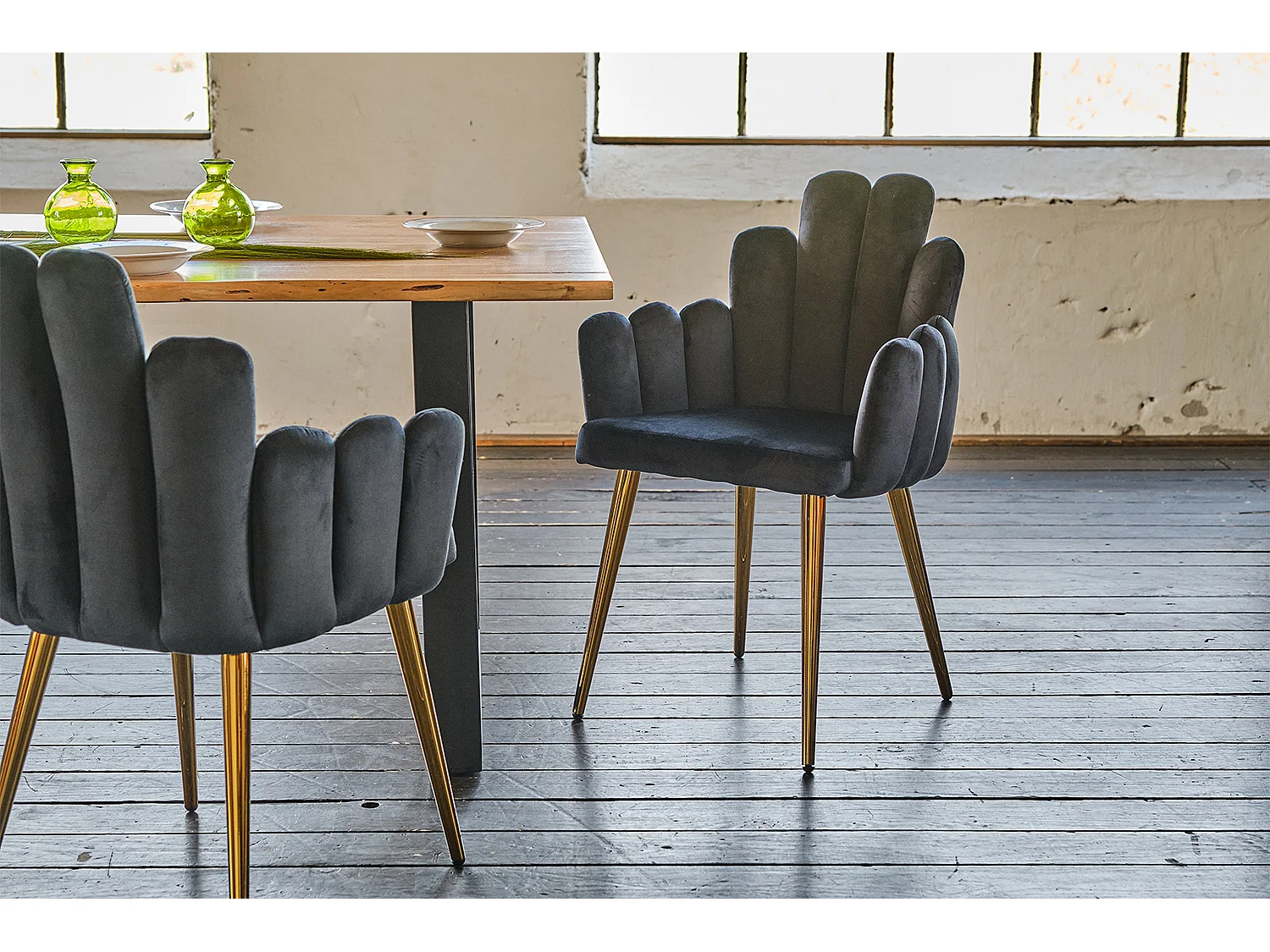 Chaise rembourrée - Noir Velours - FREJA