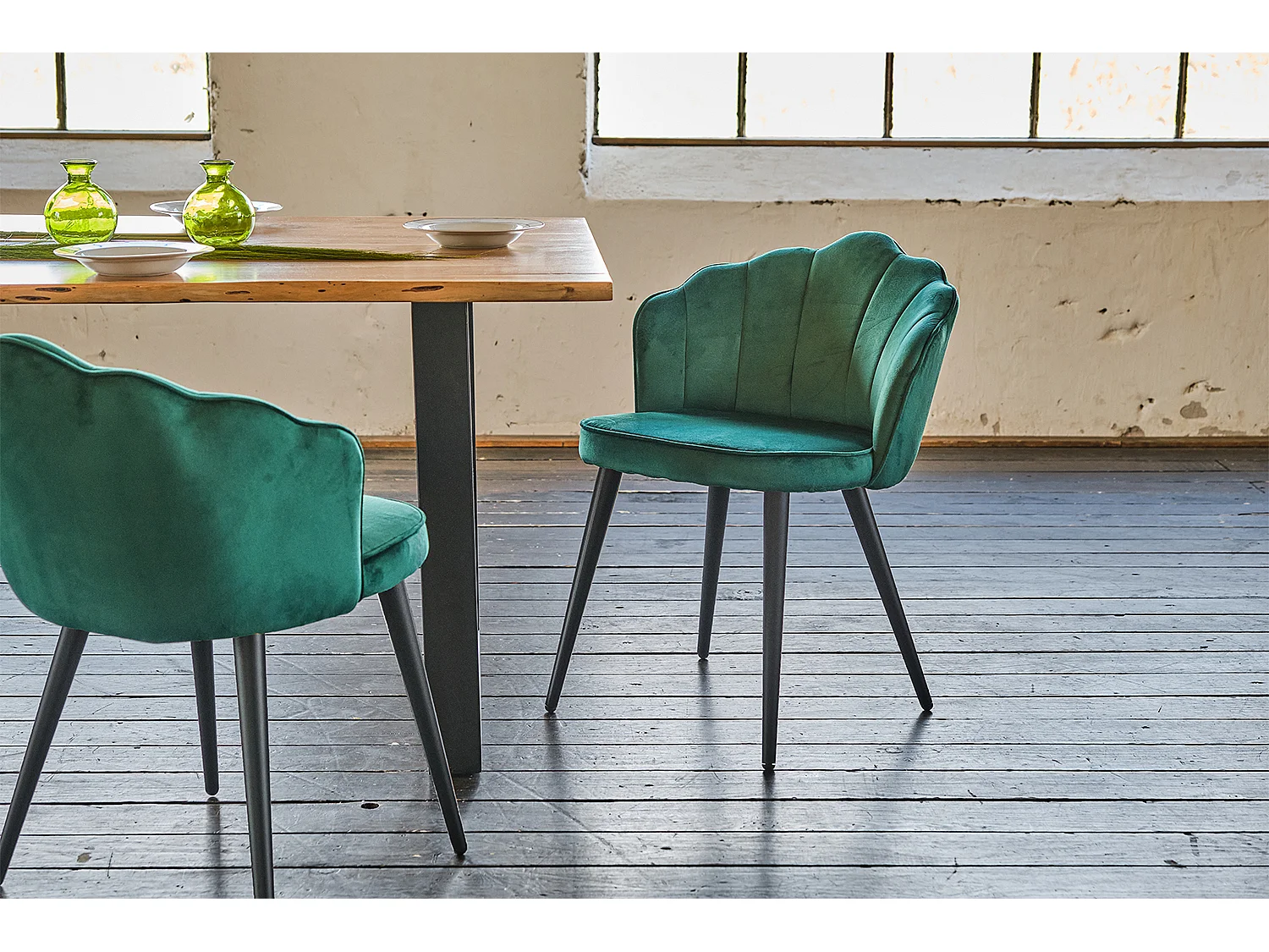 Esszimmerstuhl - Grün Velvet - SALLY