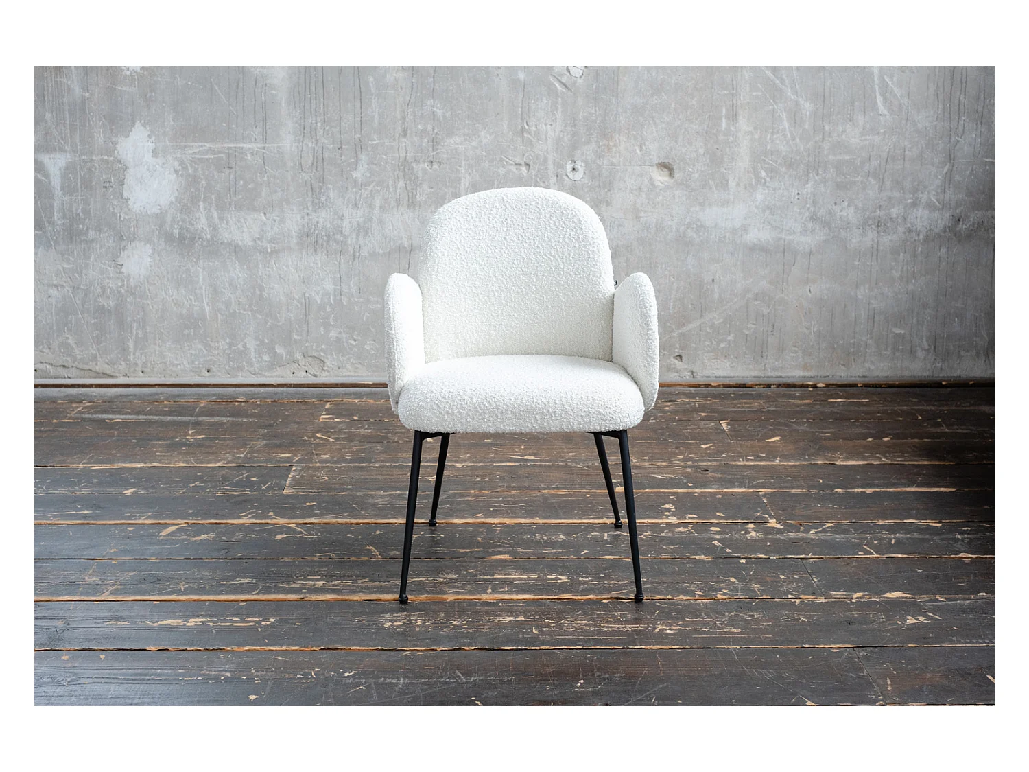 Chaise - blanc crème tissu tissé - DEON