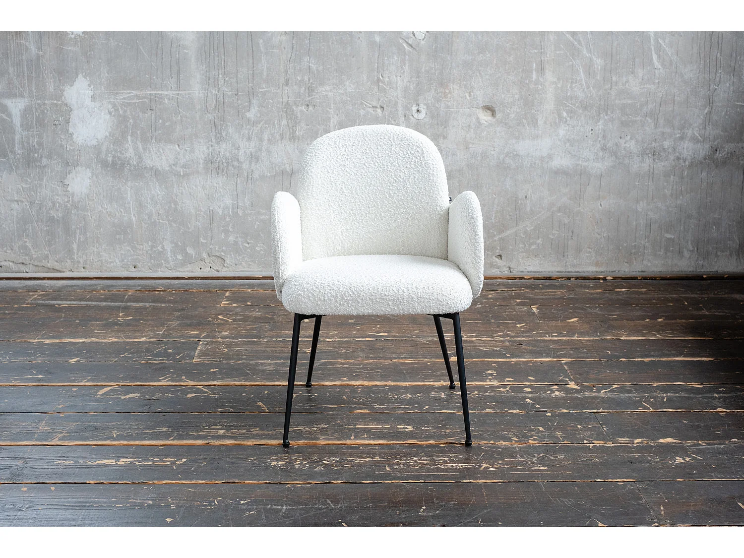 Chaise - blanc crème tissu tissé - DEON