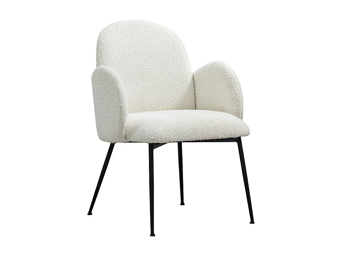 Chaise - blanc crème tissu tissé - DEON