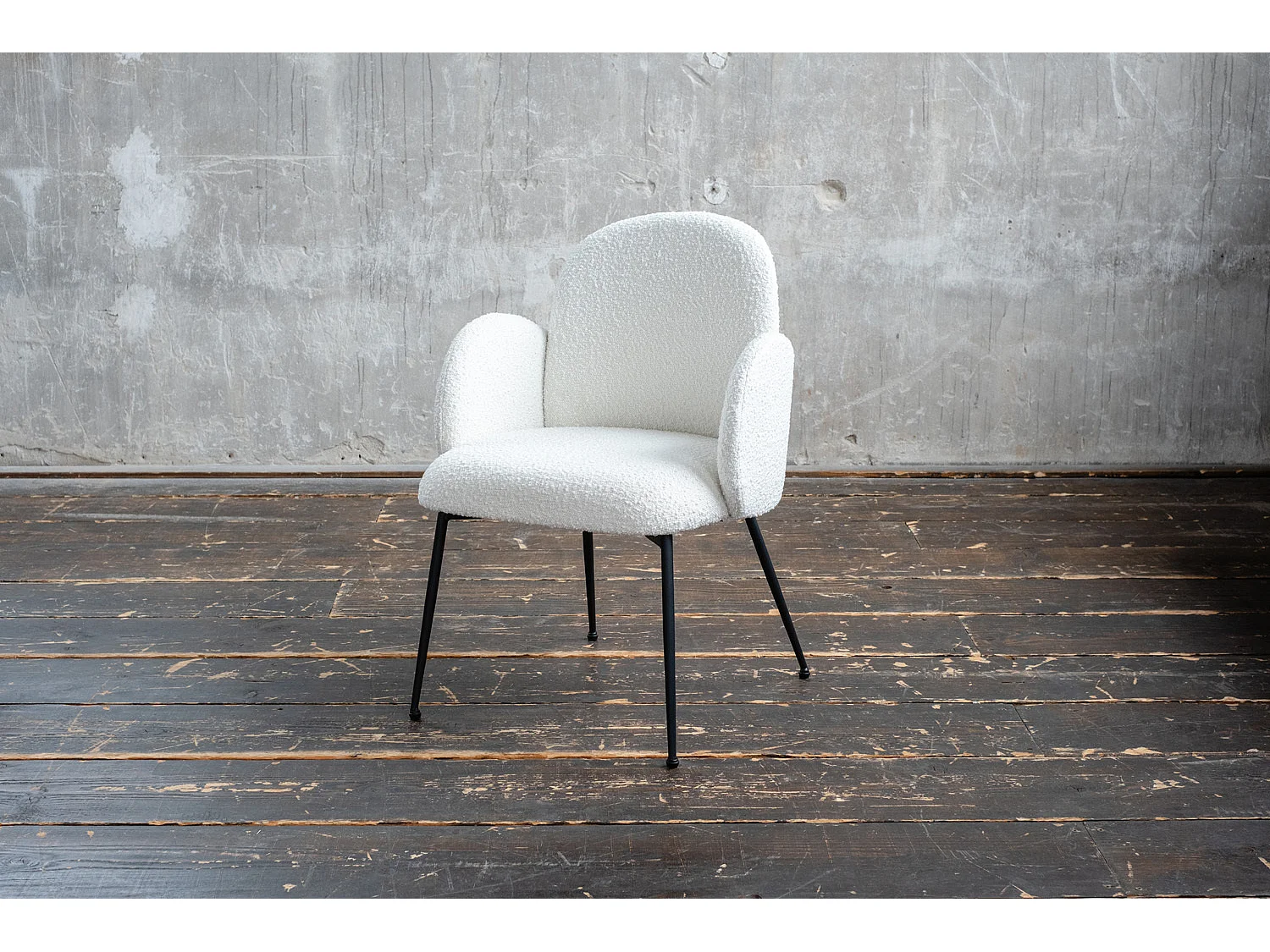 Chaise - blanc crème tissu tissé - DEON